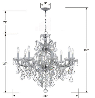 ##Antique Hardware## Maria Theresa 9 Light Hand Cut Crystal Polished Chrome Chandelier