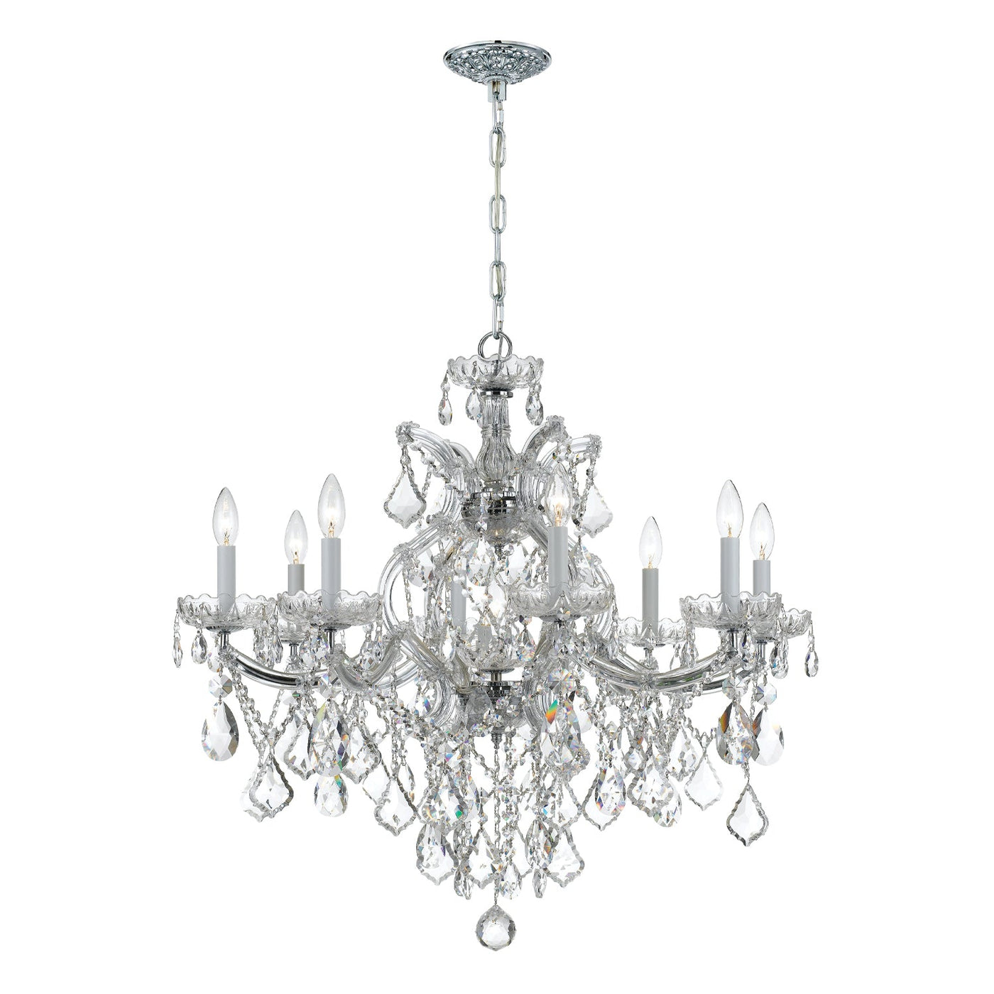 ##Antique Hardware## Maria Theresa 9 Light Swarovski Strass Crystal Polished Chrome Chandelier