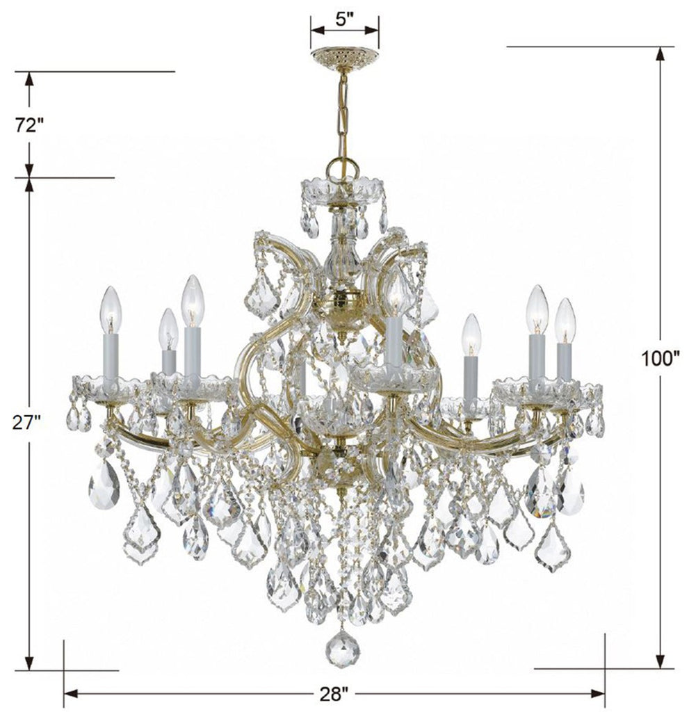 ##Antique Hardware## Maria Theresa 9 Light Hand Cut Crystal Gold Chandelier