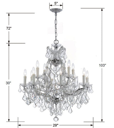 ##Antique Hardware## Maria Theresa 13 Light Spectra Crystal Polished Chrome Chandelier