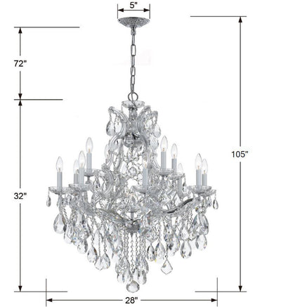 ##Antique Hardware## Maria Theresa 13 Light Hand Cut Crystal Polished Chrome Chandelier