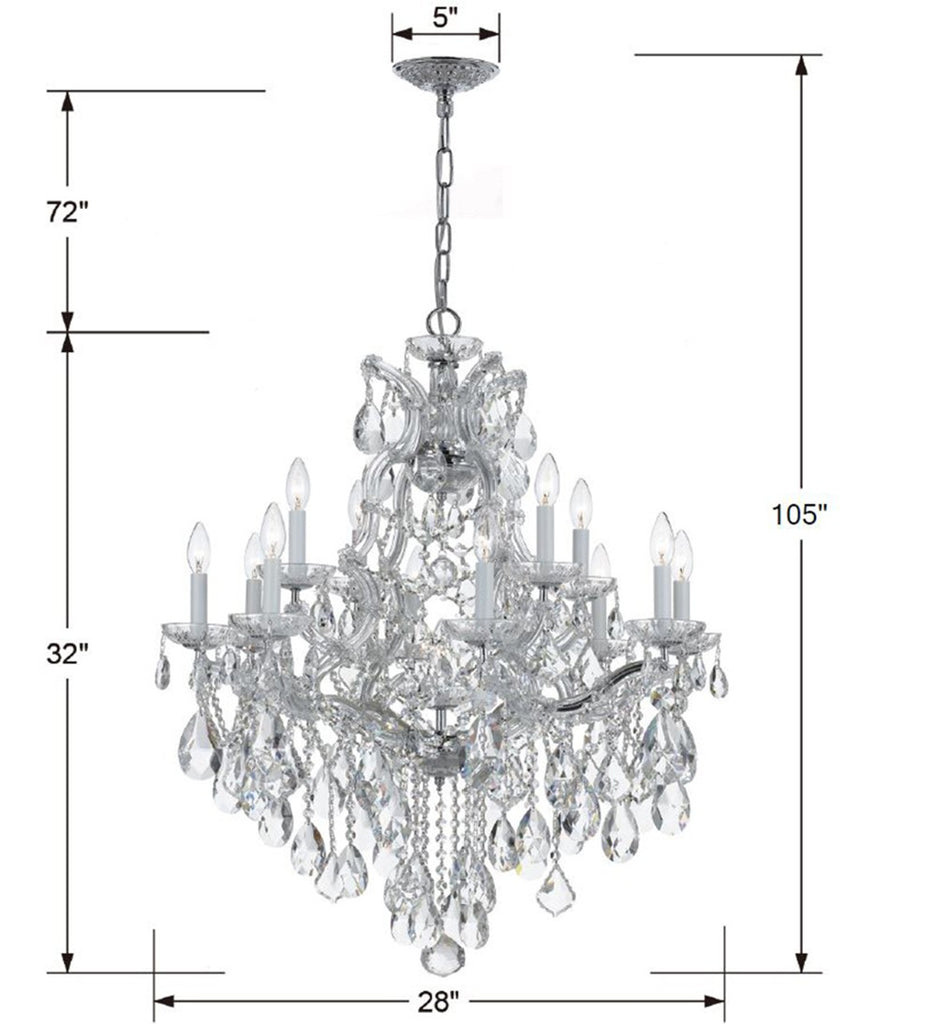 ##Antique Hardware## Maria Theresa 13 Light Spectra Crystal Polished Chrome Chandelier