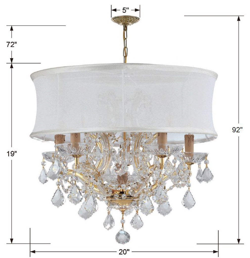 Antique Hardware Brentwood 6 Light Swarovski Strass Crystal Gold Drum Shade Chandelier Chandelier