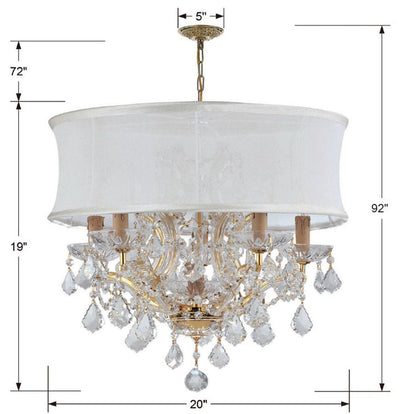 Antique Hardware Brentwood 6 Light Swarovski Strass Crystal Gold Drum Shade Chandelier Chandelier