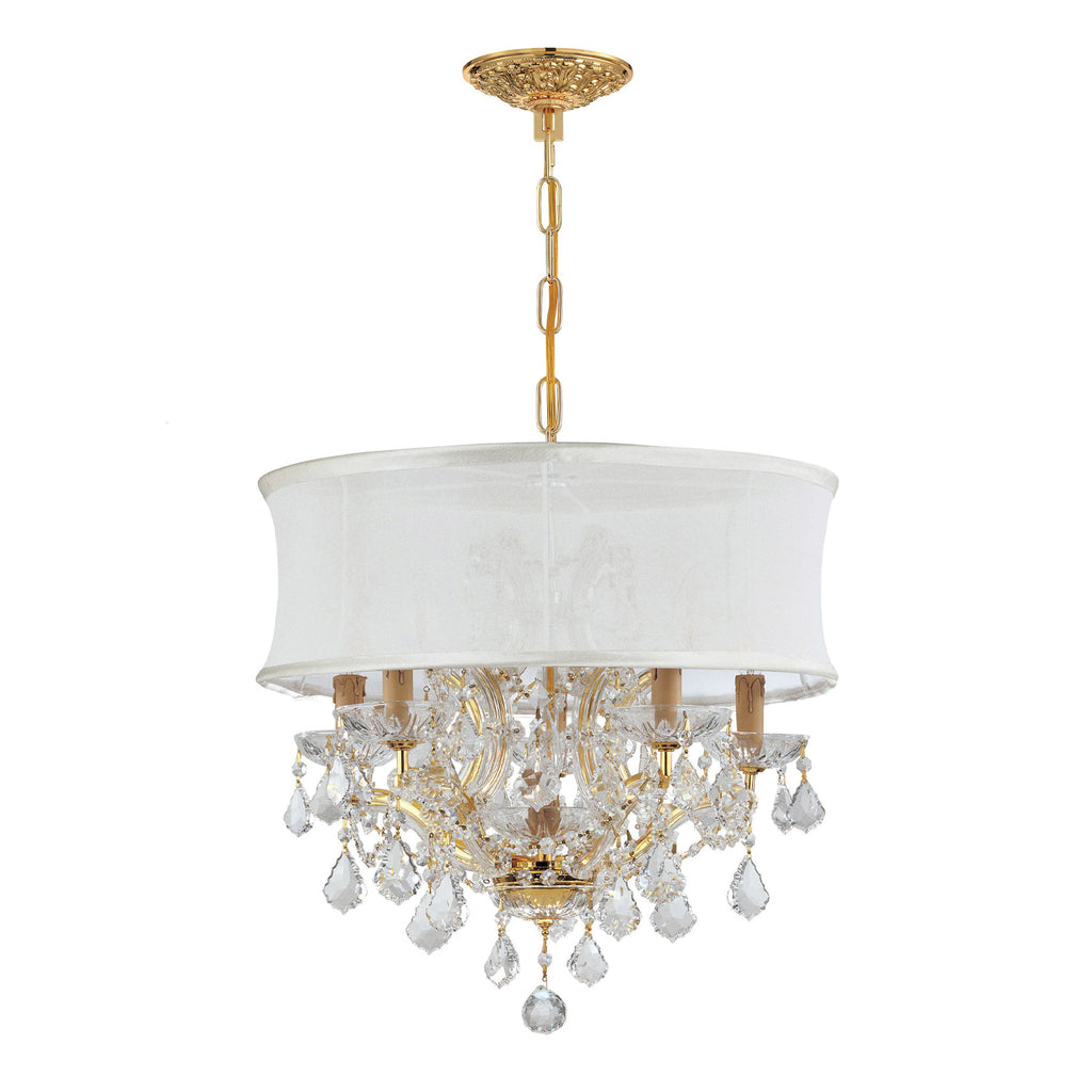 Antique Hardware Brentwood 6 Light Swarovski Strass Crystal Gold Drum Shade Chandelier Chandelier