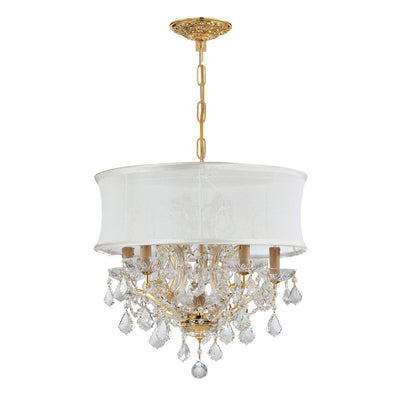 Antique Hardware Brentwood 6 Light Swarovski Strass Crystal Gold Drum Shade Chandelier Chandelier