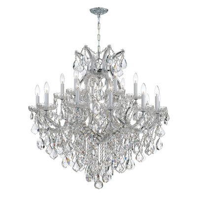 ##Antique Hardware## Maria Theresa 19 Light Clear Italian Crystal Polished Chrome Chandelier