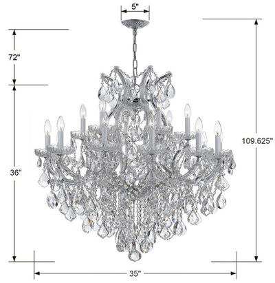 ##Antique Hardware## Maria Theresa 19 Light Hand Cut Crystal Polished Chrome Chandelier