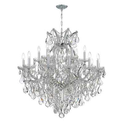 ##Antique Hardware## Maria Theresa 19 Light Spectra Crystal Polished Chrome Chandelier