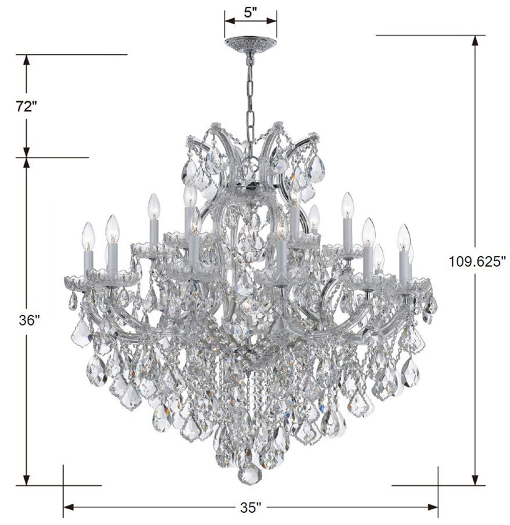 ##Antique Hardware## Maria Theresa 19 Light Spectra Crystal Polished Chrome Chandelier