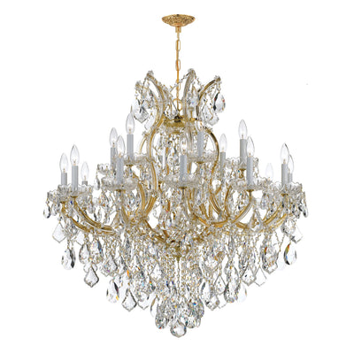 ##Antique Hardware## Maria Theresa 19 Light Spectra Crystal Gold Chandelier