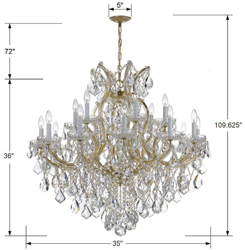 ##Antique Hardware## Maria Theresa 19 Light Spectra Crystal Gold Chandelier