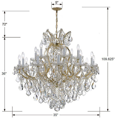 ##Antique Hardware## Maria Theresa 19 Light Spectra Crystal Gold Chandelier