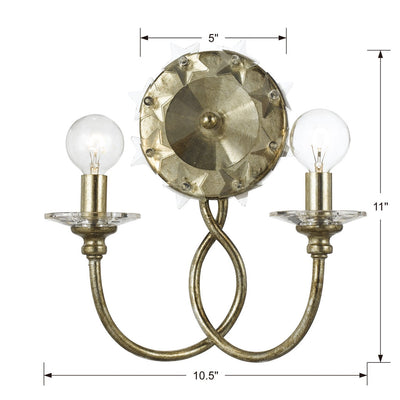 ##Antique Hardware## Willow 2 Light Antique Silver Sconce