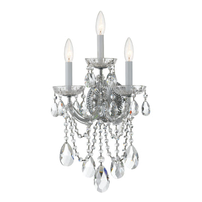 ##Antique Hardware## Maria Theresa 3 Light Spectra Crystal Polished Chrome Sconce