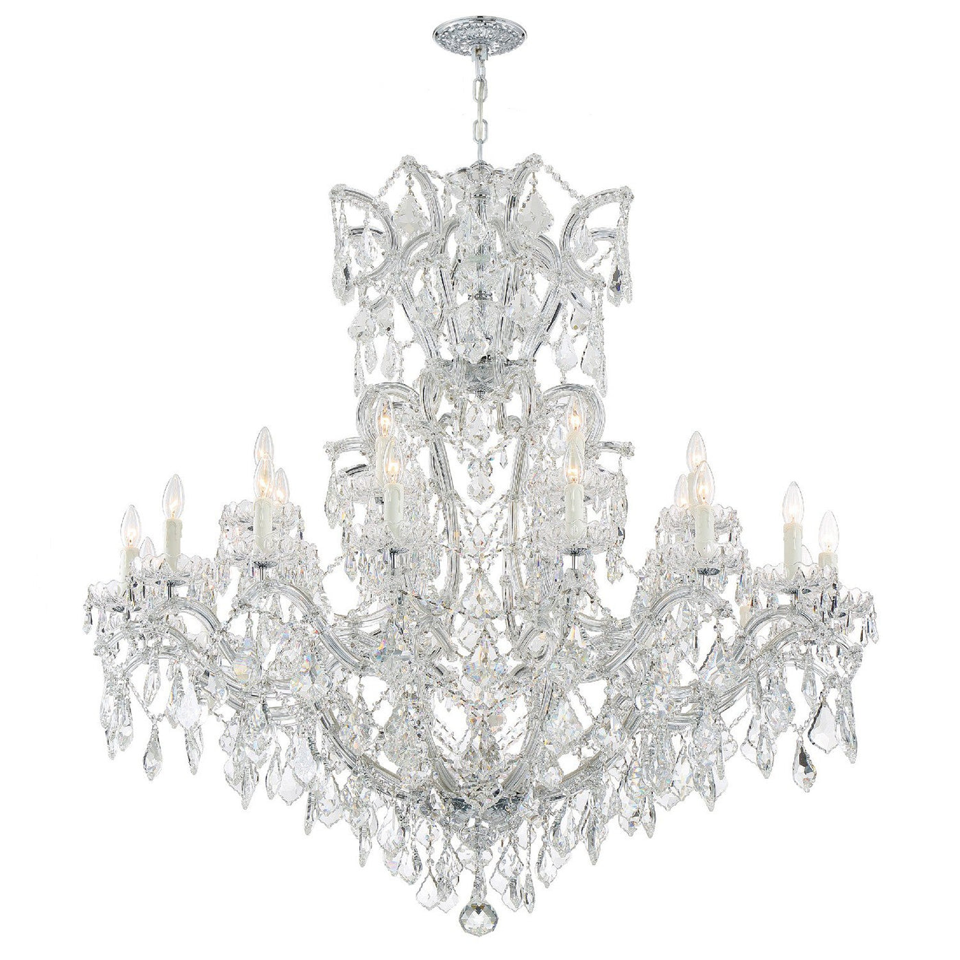 ##Antique Hardware## Maria Theresa 25 Light Hand Cut Crystal Polished Chrome Chandelier