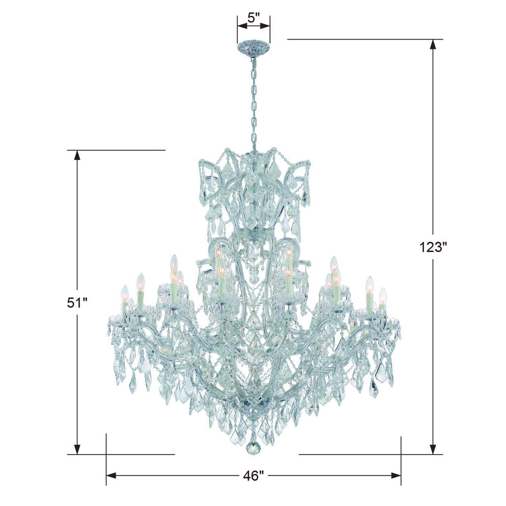 ##Antique Hardware## Maria Theresa 25 Light Hand Cut Crystal Polished Chrome Chandelier