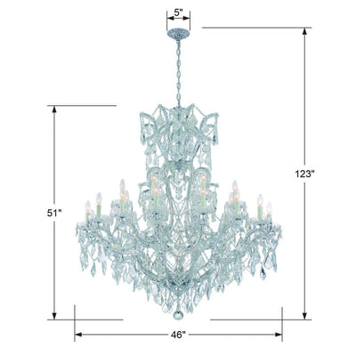 ##Antique Hardware## Maria Theresa 25 Light Hand Cut Crystal Polished Chrome Chandelier