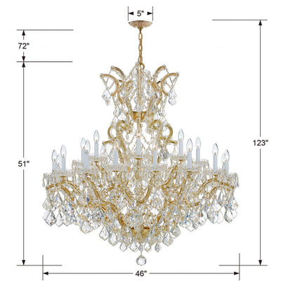 ##Antique Hardware## Maria Theresa 25 Light Hand Cut Crystal Gold Chandelier