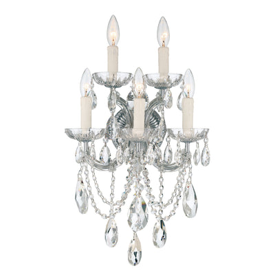 ##Antique Hardware## Maria Theresa 5 Light Spectra Crystal Polished Chrome Sconce