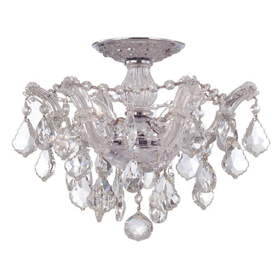 ##Antique Hardware## Maria Theresa 3 Light Spectra Crystal Polished Chrome Semi Flush Mount