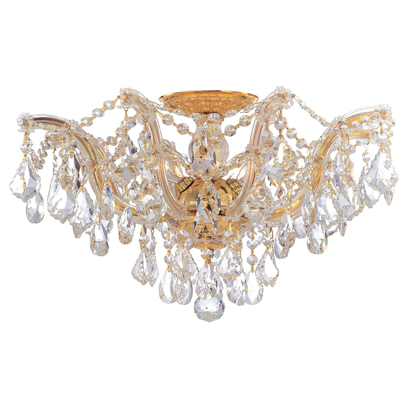 ##Antique Hardware## Maria Theresa 5 Light Hand Cut Crystal Gold Semi Flush Mount