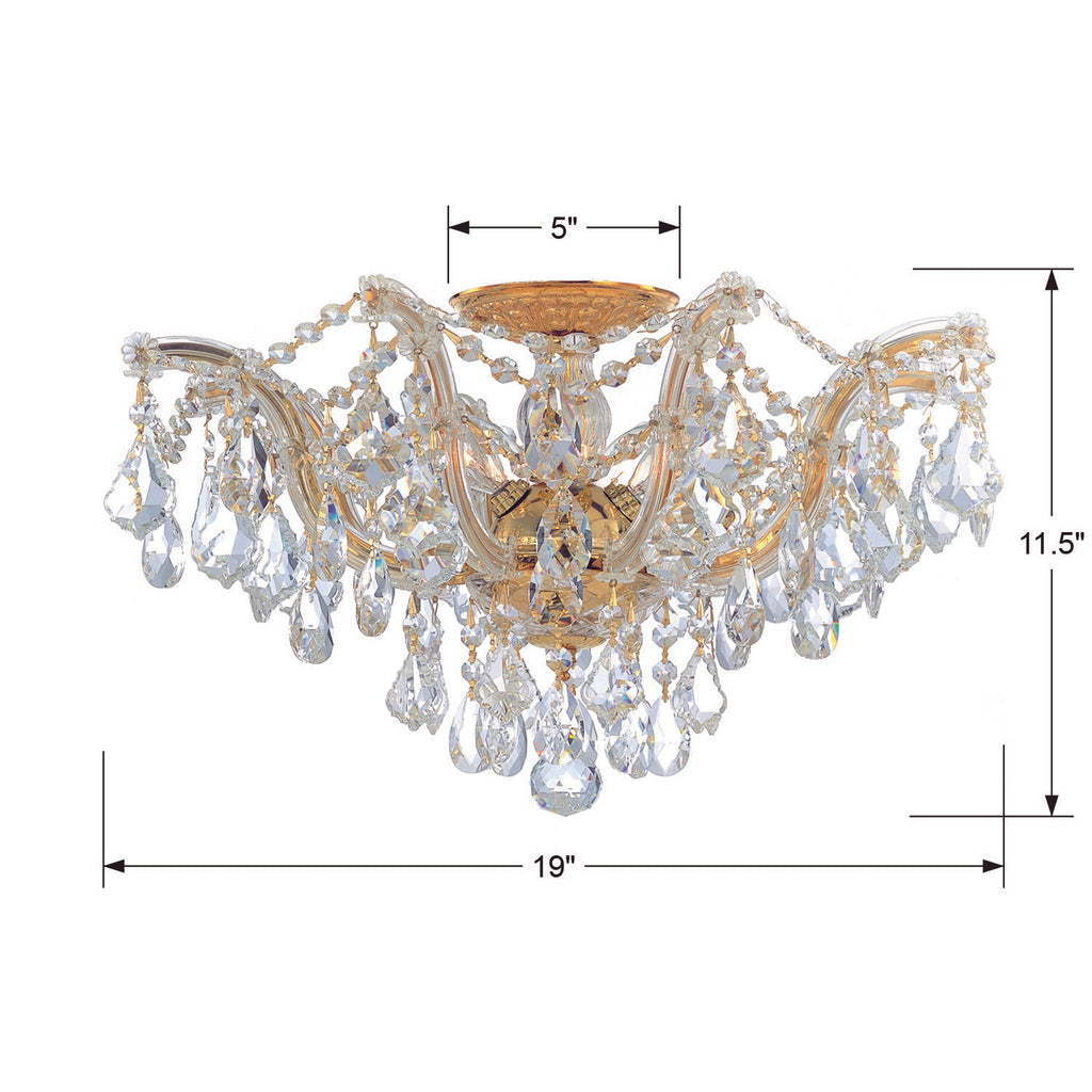 ##Antique Hardware## Maria Theresa 5 Light Hand Cut Crystal Gold Semi Flush Mount