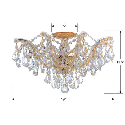 ##Antique Hardware## Maria Theresa 5 Light Spectra Crystal Gold Semi Flush Mount