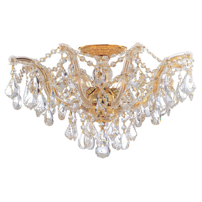 ##Antique Hardware## Maria Theresa 5 Light Swarovski Strass Crystal Gold Semi Flush Mount