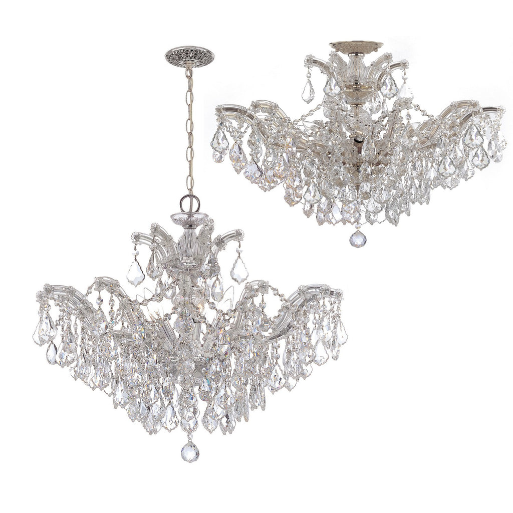 ##Antique Hardware## Maria Theresa 6 Light Hand Cut Crystal Polished Chrome Chandelier