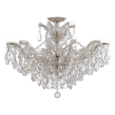 ##Antique Hardware## Maria Theresa 6 Light Hand Cut Crystal Polished Chrome Semi Flush Mount