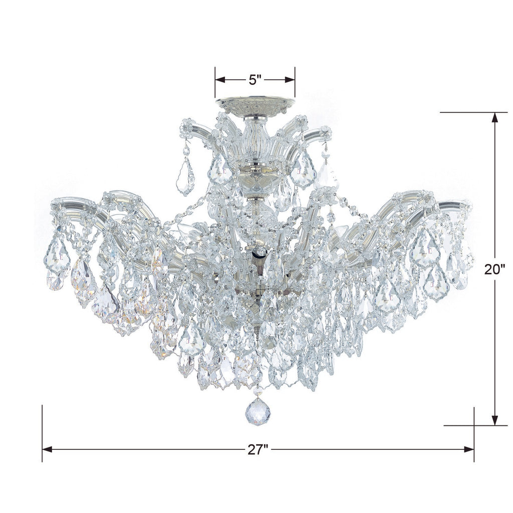 ##Antique Hardware## Maria Theresa 6 Light Hand Cut Crystal Polished Chrome Semi Flush Mount