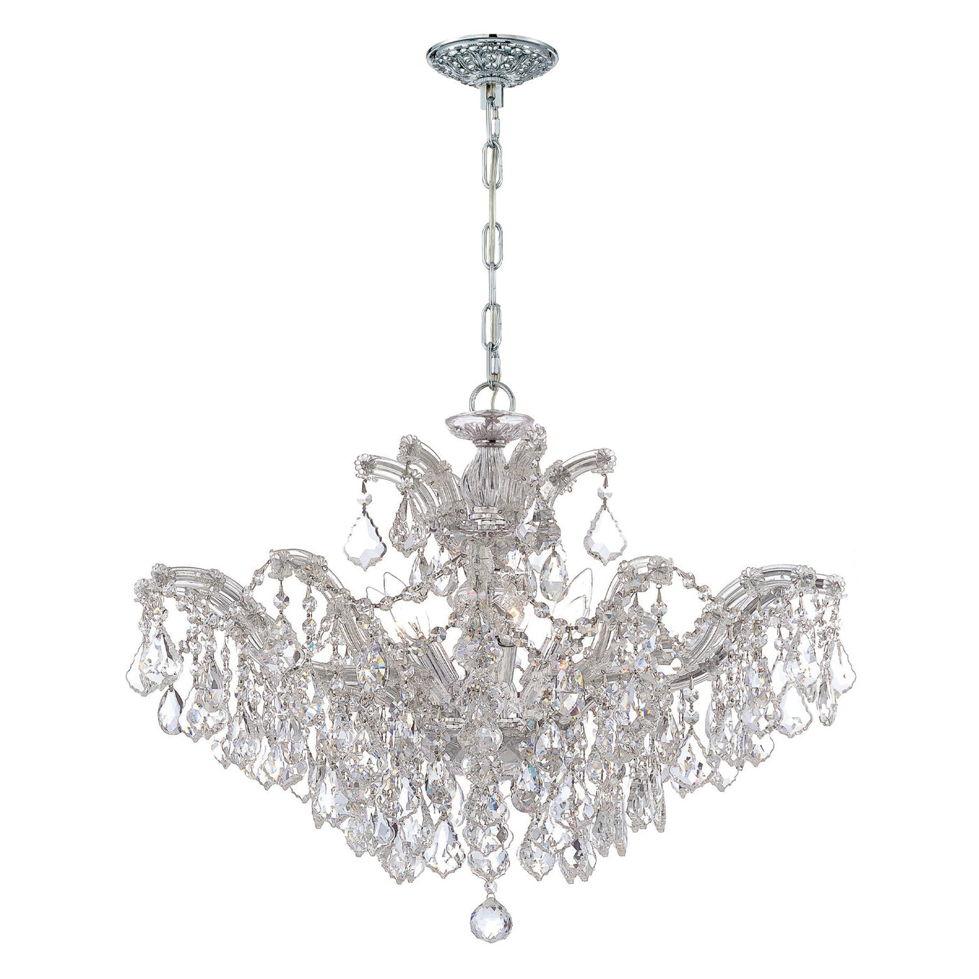 ##Antique Hardware## Maria Theresa 6 Light Spectra Crystal Polished Chrome Chandelier