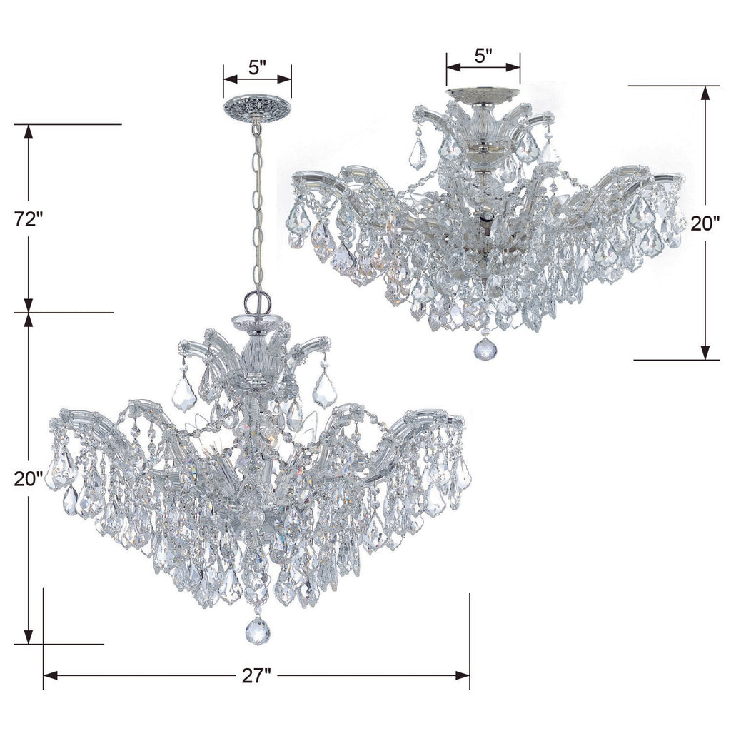 ##Antique Hardware## Maria Theresa 6 Light Spectra Crystal Polished Chrome Semi Flush Mount