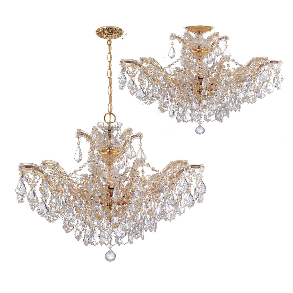 ##Antique Hardware## Maria Theresa 6 Light Hand Cut Crystal Gold Semi Flush Mount