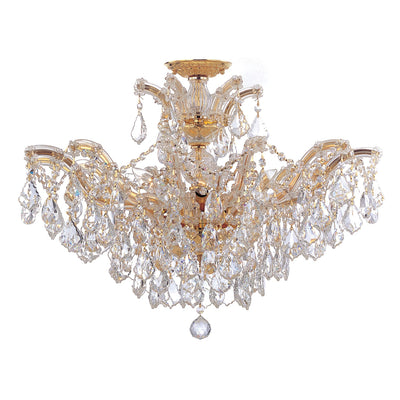 ##Antique Hardware## Maria Theresa 6 Light Spectra Crystal Gold Semi Flush Mount