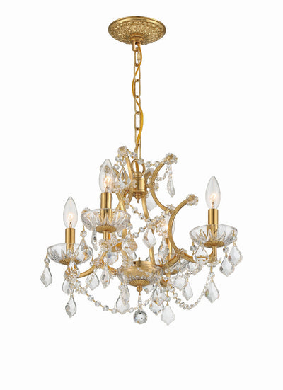 Antique Hardware Filmore 4 Light Hand Cut Crystal Antique Gold Mini Chandelier Chandelier