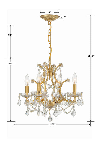 Antique Hardware Filmore 4 Light Hand Cut Crystal Antique Gold Mini Chandelier Chandelier