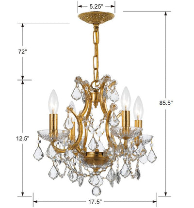 Antique Hardware Filmore 4 Light Spectra Crystal Antique Gold Mini Chandelier Chandelier