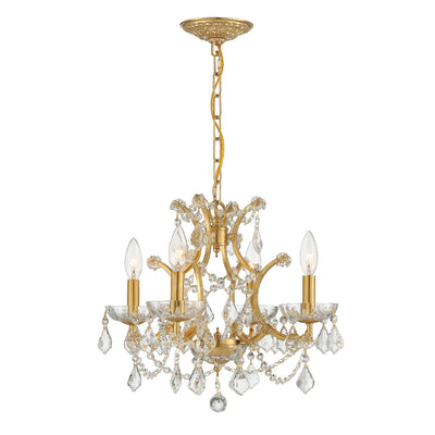 Antique Hardware Filmore 4 Light Swarovski Strass Crystal Antique Gold Mini Chandelier Chandelier