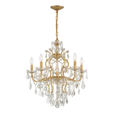 ##Antique Hardware## Filmore 6 Light Hand Cut Crystal Antique Gold Chandelier