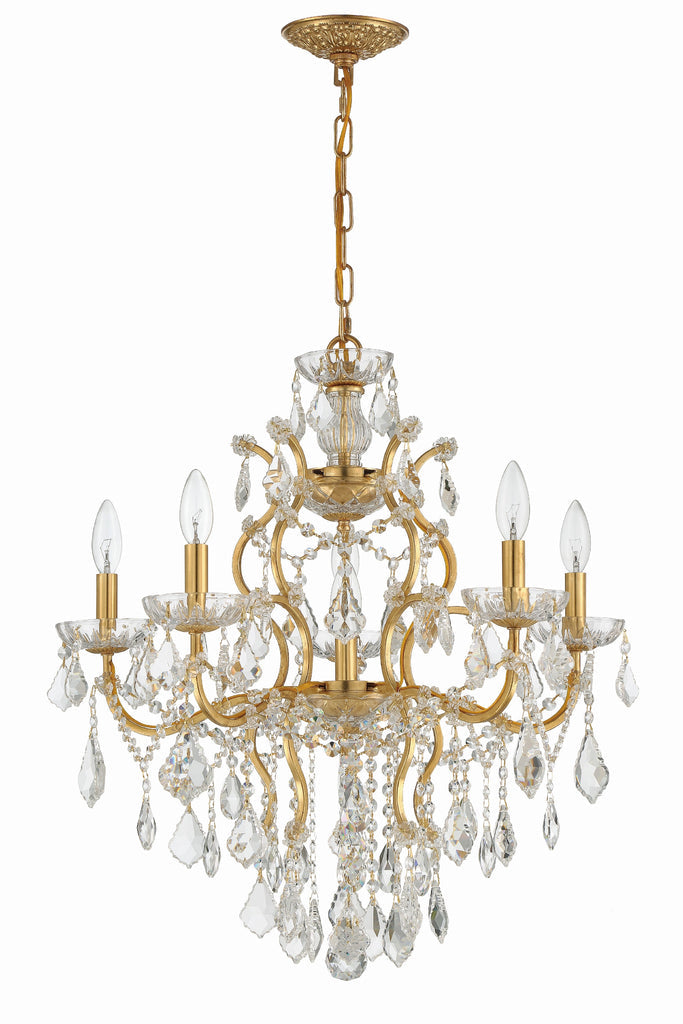 ##Antique Hardware## Filmore 6 Light Hand Cut Crystal Antique Gold Chandelier