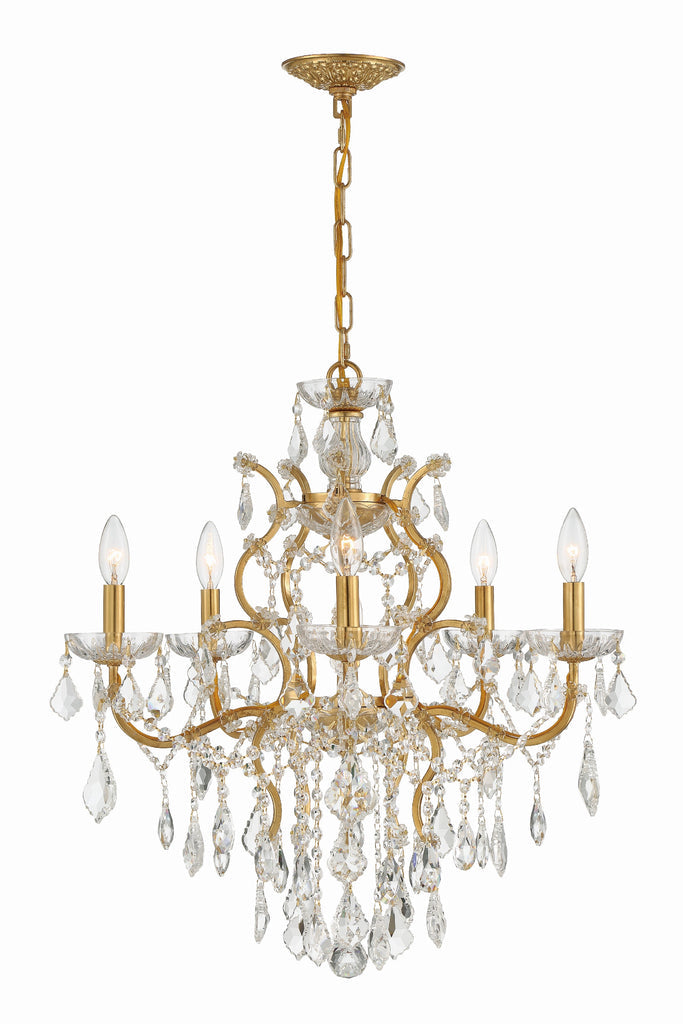 ##Antique Hardware## Filmore 6 Light Hand Cut Crystal Antique Gold Chandelier