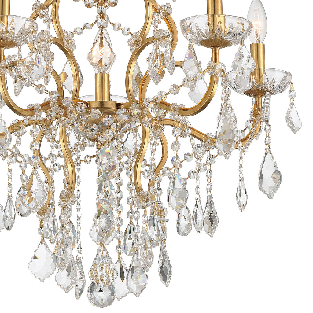 ##Antique Hardware## Filmore 6 Light Hand Cut Crystal Antique Gold Chandelier