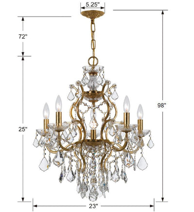 Antique Hardware Filmore 6 Light Spectra Crystal Antique Gold Chandelier Chandelier