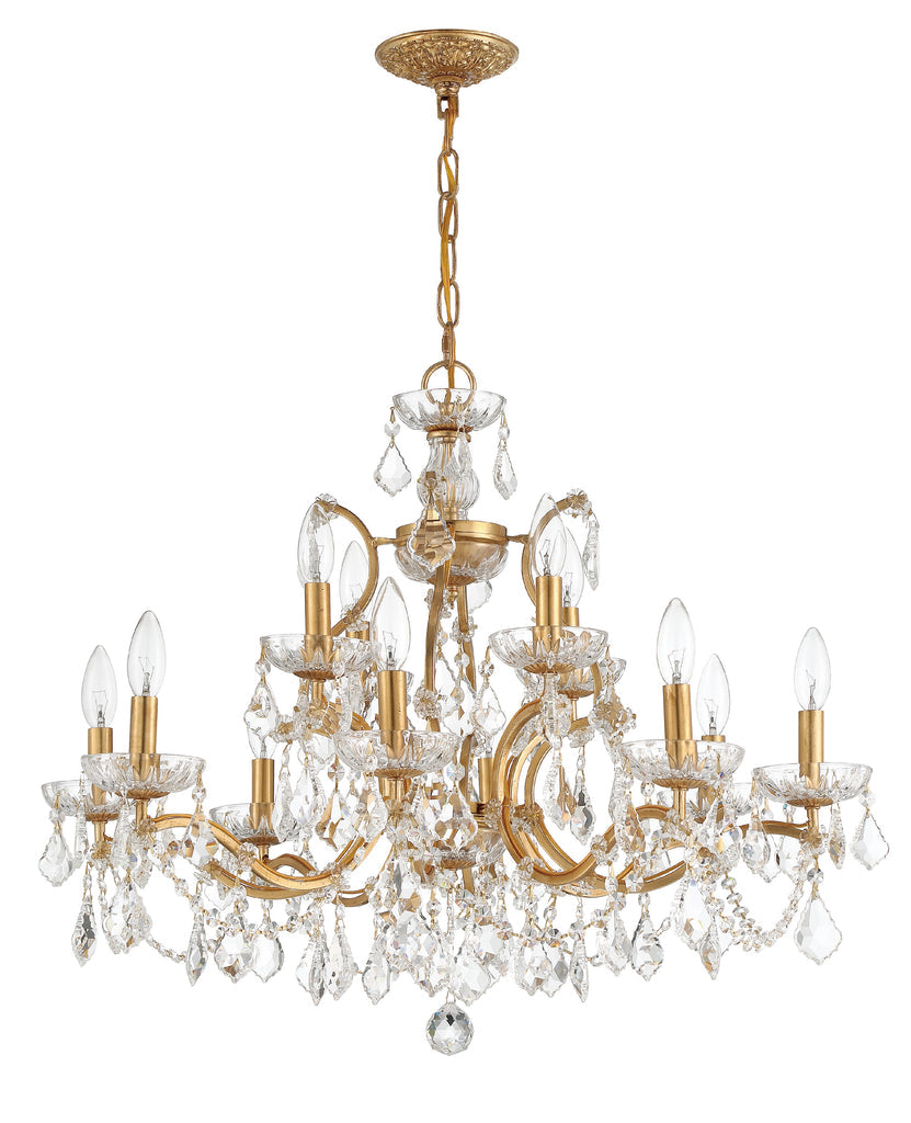 Antique Hardware Filmore 12 Light Hand Cut Crystal Antique Gold Chandelier Chandelier