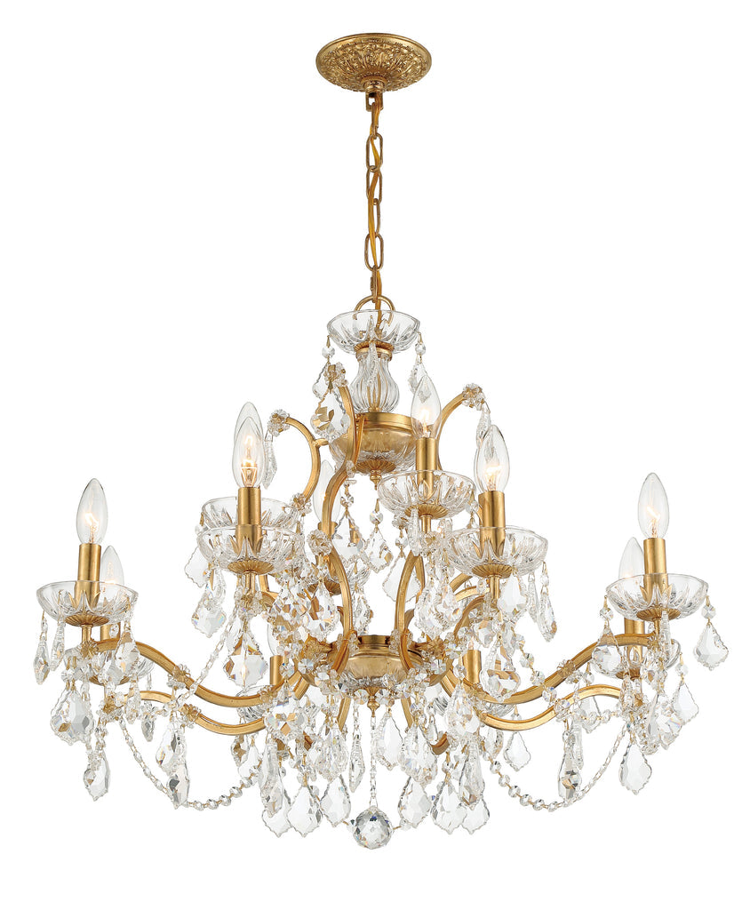 Antique Hardware Filmore 12 Light Hand Cut Crystal Antique Gold Chandelier Chandelier