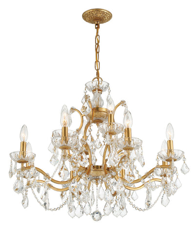 Antique Hardware Filmore 12 Light Hand Cut Crystal Antique Gold Chandelier Chandelier