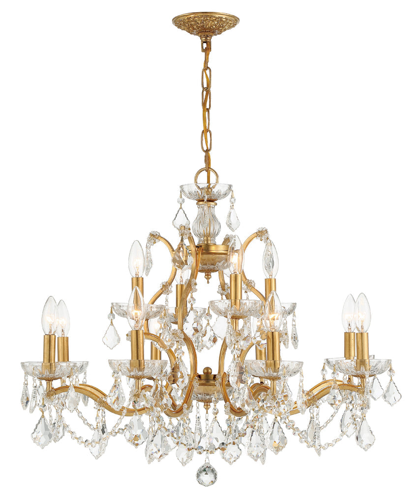 Antique Hardware Filmore 12 Light Hand Cut Crystal Antique Gold Chandelier Chandelier