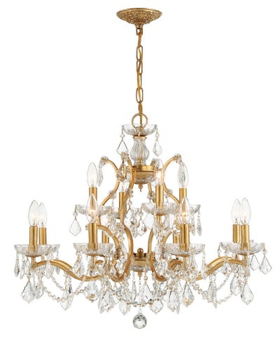 Antique Hardware Filmore 12 Light Hand Cut Crystal Antique Gold Chandelier Chandelier